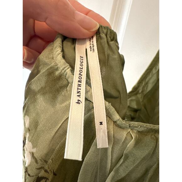 Anthropologie NWT Green Motif Halter Tank Top Size M Backless Flowy Blouse - Picture 9 of 12